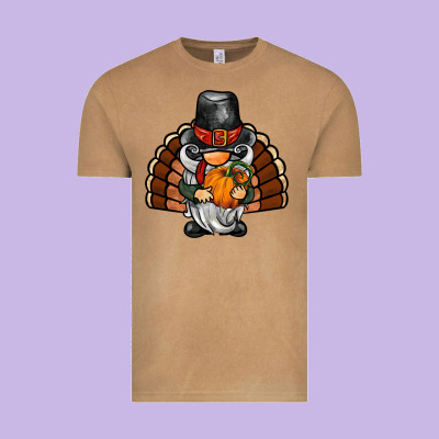 Thanksgiving Turkey Gnome Vintage Tee Designed By Barkaloodesign