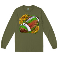 Army Green footballwithsunflowers Long Sleeve Tee - texasbilliewilder