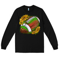 Black footballwithsunflowers Long Sleeve Tee - texasbilliewilder