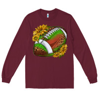 Burgundy footballwithsunflowers Long Sleeve Tee - texasbilliewilder