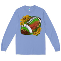 Colony Blue footballwithsunflowers Long Sleeve Tee - texasbilliewilder