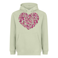 Breast Cancer Ribbon Heart Heavyweight Hoodie | Teevron