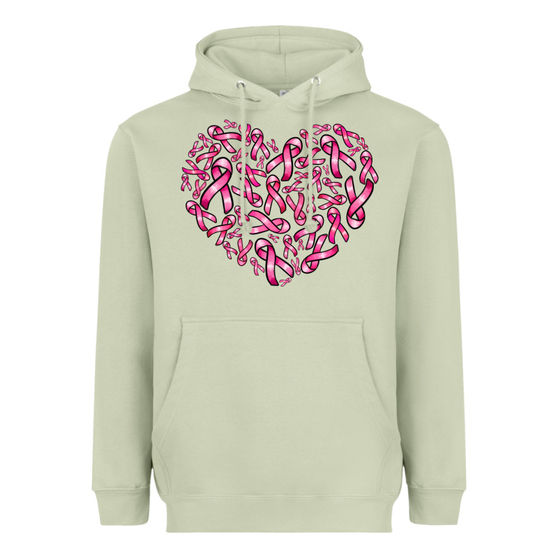 Breast Cancer Ribbon Heart Heavyweight Hoodie by AdoDesignShop | Teevron