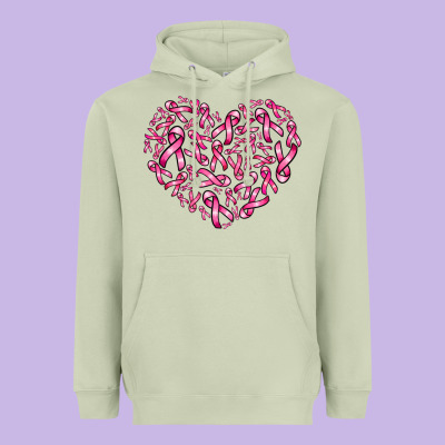 Breast Cancer Ribbon Heart Heavyweight Hoodie Designed By Adodesignshop