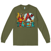 Army Green a  teacher Long Sleeve Tee - Zillion Design Studio