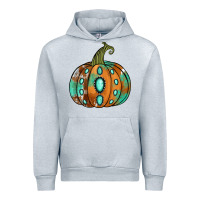 Heather Grey Western cowhide turquoise pumpkin Urban Hoodie - NancyCooperArtShop