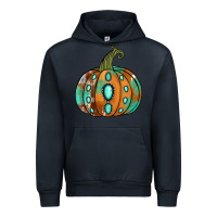 Navy Western cowhide turquoise pumpkin Urban Hoodie - NancyCooperArtShop