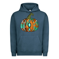 Pigment Midnight Navy Western cowhide turquoise pumpkin Urban Hoodie - NancyCooperArtShop