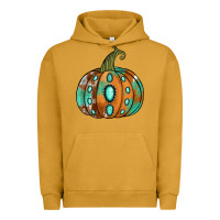 Pigment Peanut Butter Western cowhide turquoise pumpkin Urban Hoodie - NancyCooperArtShop