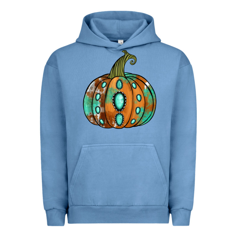 Western Cowhide Turquoise Pumpkin Urban Hoodie by NancyCooperArtShop | Teevron