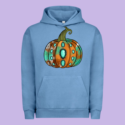 Western Cowhide Turquoise Pumpkin Urban Hoodie Designed By Nancycooperartshop