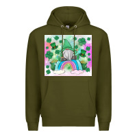 Army Green st patrick's gnome Premium Hoodie - MaliasSmallBusiness