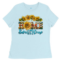 Baby Blue home sweet home sunflower Ladies Tee - BarkalooDesign
