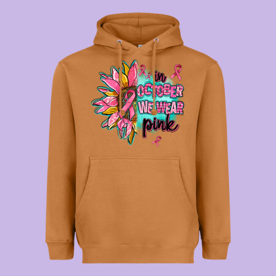 Sunflower In October We Wear Pink Heavyweight Hoodie Designed By Adodesignshop