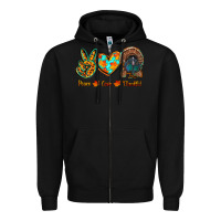 Black peace love thankful Zipper Hoodie - RanaPortraitStore
