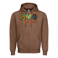 Chestnut peace love thankful Zipper Hoodie - RanaPortraitStore