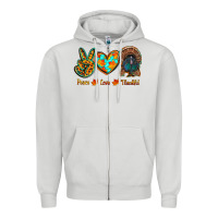 Dove Grey peace love thankful Zipper Hoodie - RanaPortraitStore