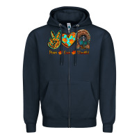 Navy peace love thankful Zipper Hoodie - RanaPortraitStore