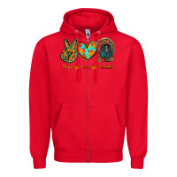 Red peace love thankful Zipper Hoodie - RanaPortraitStore