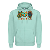 Seafoam peace love thankful Zipper Hoodie - RanaPortraitStore