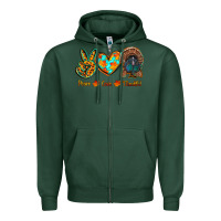 Sports Green peace love thankful Zipper Hoodie - RanaPortraitStore