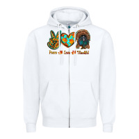 White peace love thankful Zipper Hoodie - RanaPortraitStore