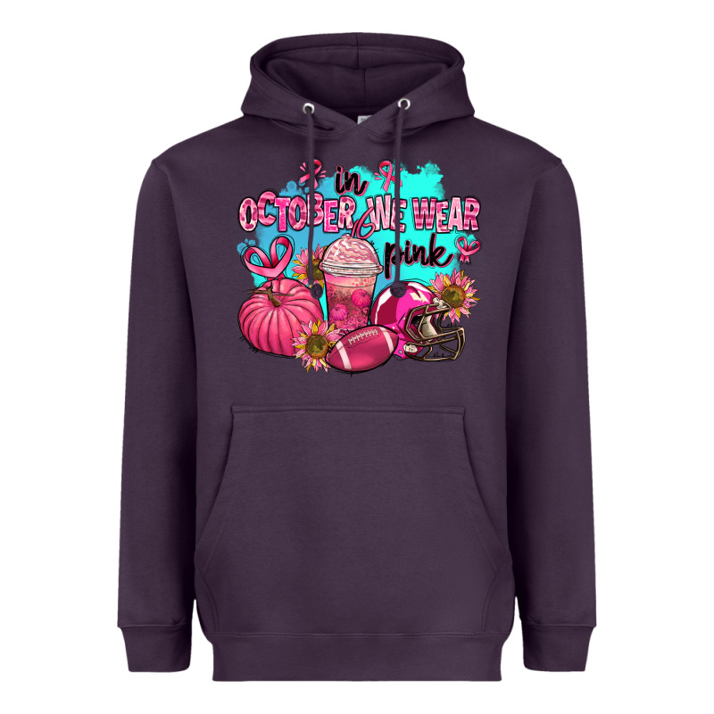 In October We Wear Pink American Football Heavyweight Hoodie by AdoDesignShop | Teevron