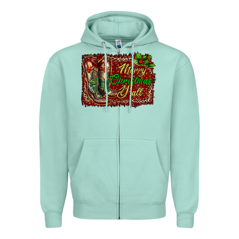 Merry Christmas Y'all Boots Zipper Hoodie by RanaPortraitStore | Teevron