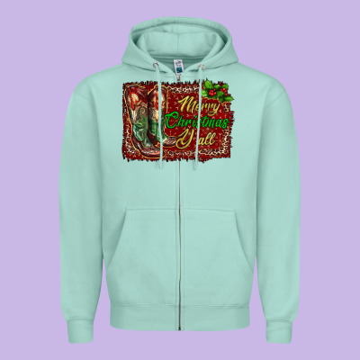 Merry Christmas Y'all Boots Zipper Hoodie Designed By Ranaportraitstore
