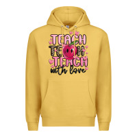Antique Gold teach teach teach with love Premium Hoodie - MaliasSmallBusiness