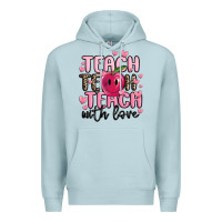 Blue Mist teach teach teach with love Premium Hoodie - MaliasSmallBusiness