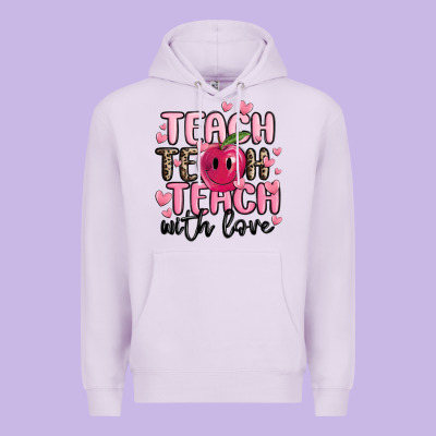 Teach Teach Teach With Love Premium Hoodie Designed By Maliassmallbusiness