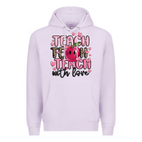 Lilac teach teach teach with love Premium Hoodie - MaliasSmallBusiness