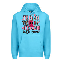 Ocean Blue teach teach teach with love Premium Hoodie - MaliasSmallBusiness