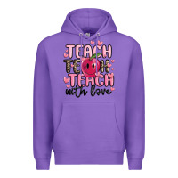 Purple teach teach teach with love Premium Hoodie - MaliasSmallBusiness