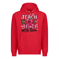 Red teach teach teach with love Premium Hoodie - MaliasSmallBusiness