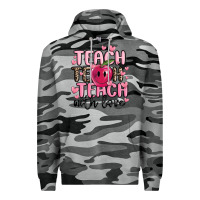 Slate Camo teach teach teach with love Premium Hoodie - MaliasSmallBusiness