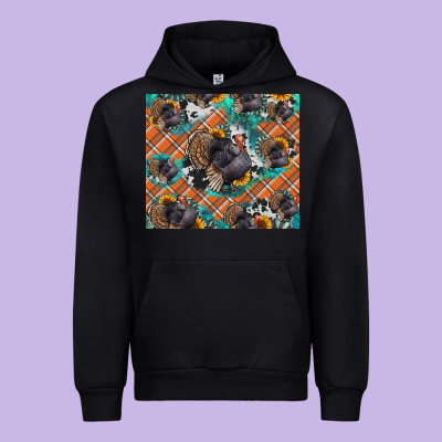 Thanksgiving Turkey Sunflower Turquoise Urban Hoodie Designed By Nancycooperartshop