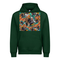 Forest Green Thanksgiving Turkey sunflower turquoise Urban Hoodie - NancyCooperArtShop