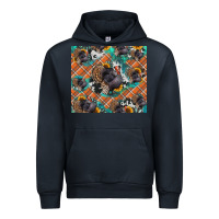 Navy Thanksgiving Turkey sunflower turquoise Urban Hoodie - NancyCooperArtShop