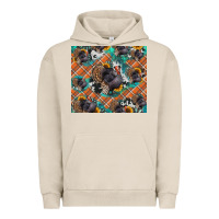 Pigment French Oak Thanksgiving Turkey sunflower turquoise Urban Hoodie - NancyCooperArtShop