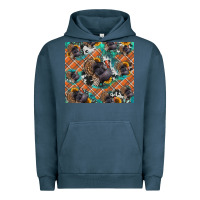 Pigment Midnight Navy Thanksgiving Turkey sunflower turquoise Urban Hoodie - NancyCooperArtShop