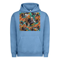 Pigment Pebble Blue Thanksgiving Turkey sunflower turquoise Urban Hoodie - NancyCooperArtShop