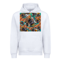 White Thanksgiving Turkey sunflower turquoise Urban Hoodie - NancyCooperArtShop