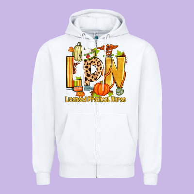 Fall Lpn Licensed Practical Nurse Zipper Hoodie Designed By Zillion Design Studio