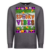 Charcoal Heather Halloween Spooky Vibes Premium Sweatshirt - Artiststas