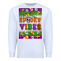 White Halloween Spooky Vibes Premium Sweatshirt - Artiststas