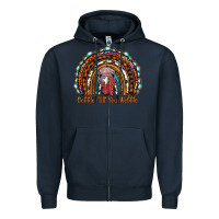 Navy gobble till you wobble thanksgiving rainbow Zipper Hoodie - RanaPortraitStore