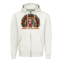 Oatmeal Heather gobble till you wobble thanksgiving rainbow Zipper Hoodie - RanaPortraitStore