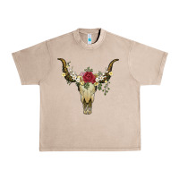 French Oak bull skull with rose and flowers Urban Heavy Tee - Artiststas